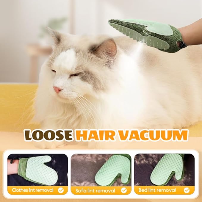 All-in-One Grooming Mist Glove for Pets, Upgrade Efficient Pet Hair Remover Gloves Grooming Spray Comb, Gentle Deshedding Efficient for Dogs &amp; Cats (Blue)