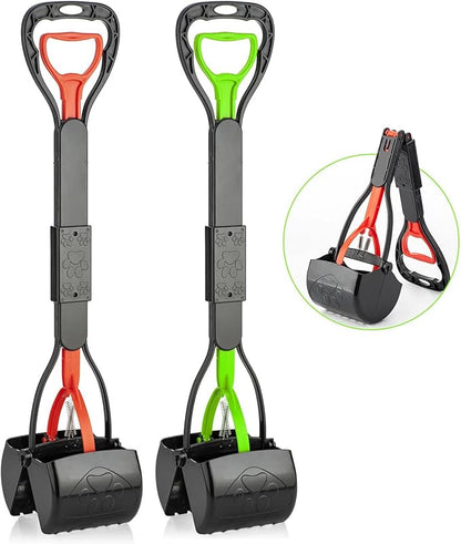 TIMINGILA Pooper Scooper 2 Pack, 28" Long Handle No Touch Dog Pooper Scooper for Large Medium Small Dogs, Durable Spring &amp; Lightweight, Waste Pickup Tool for Dogs in Lawns/Grass/Dirt/Gravel