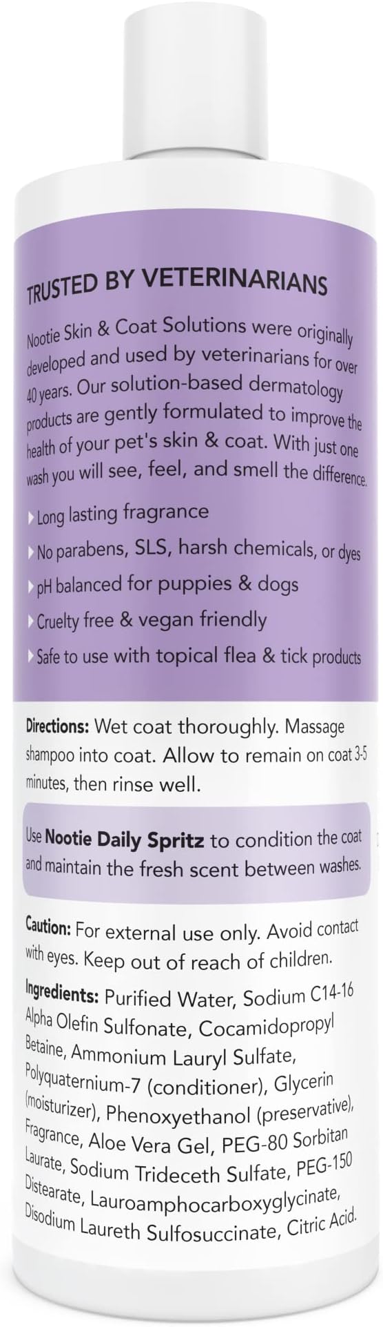 Nootie - Pet Shampoo for Sensitive Skin - Revitalizes Dry Skin &amp; Coat - Natural Ingredients - Gentle Dog Shampoo - Cleans &amp; Conditions 16 oz