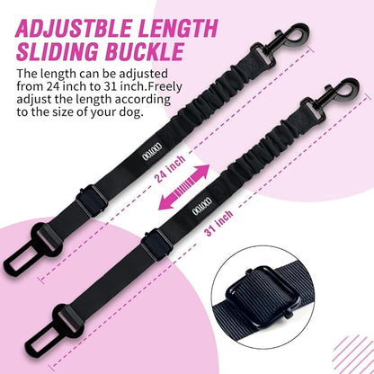COOYOO Dog Seat Belt,3 Piece Set Retractable Dog Car Adjustable Seatbelts for Vehicle Nylon Pet Safety Heavy Duty &amp; Elastic &amp; Durable Car Harness for Dogs