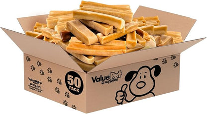 ValueBull Himalayan Yak Cheese Dog Chews, Large, 50 ct Wholesale Pack - Long Lasting for Aggressive Chewers, All Natural, Healthy &amp; Safe, Low Odor Nepal Yak Milk Chews