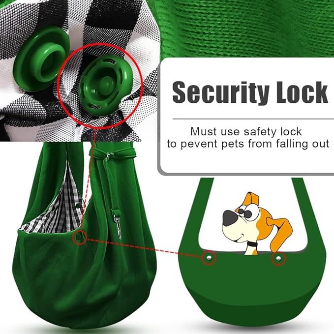 Tomkas Small Dog Sling Carrier - Classic Pocket &amp; Classic Strap - for 3-10 lbs Pets(Emerald Green)