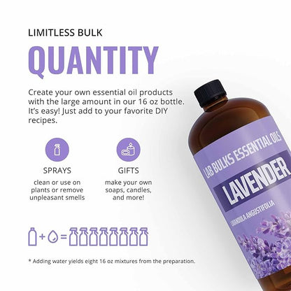 Lavender Essential Oil 16 oz Bottle for Diffusers, Candles, &amp; Home – Aromatherapy Oil 1 Pack