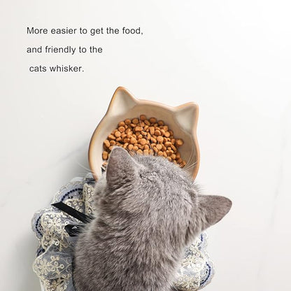 Nihow Ceramic Basic Cat Bowls: 5 Inch Cat Bowl for Food &amp; Water - Food Grade Cat Dish for Small-Sized Cat - Microwave &amp; Dishwasher Safe -Elegant Brown (4.25 OZ /1 PC)