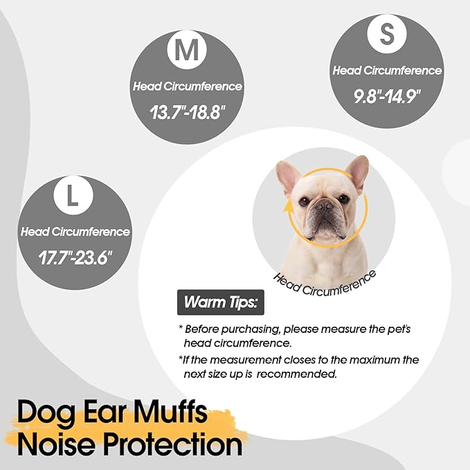 Dog Calming Hoodie, Dog Ear Muffs Noise Protection &amp; Anxiety Relief, No Shake Ear Wraps for Dogs Quiet Ears Cover Headband for Fireworks Grooming Swimming Bathing Force Drying