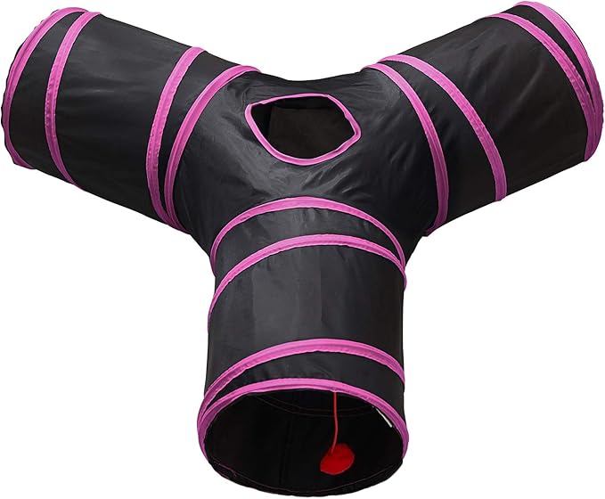 Tempcore 3 Way Collapsible Cat Tunnels, Indoor Cat Toys with Peek Hole &amp; Ball, Perfect for Kittens &amp; Rabbits