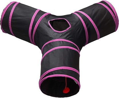 Tempcore 3 Way Collapsible Cat Tunnels, Indoor Cat Toys with Peek Hole &amp; Ball, Perfect for Kittens &amp; Rabbits