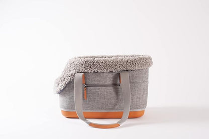 LeftPine x P.L.A.Y. Deluxe Dog Carrier Purse - Soft Sided Pet Travel Tote for Small Dogs &amp; Puppies up to 16 Pounds - Built-in Safety Leash, Machine Washable, Removable Liner, Zipper Pocket (Gray)