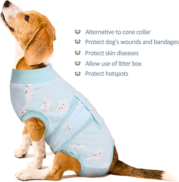 Kuoser Recovery Suit for Dogs Cats After Surgery, Professional Pet Recovery Shirt Dog Abdominal Wounds Bandages, Substitute E-Collar &amp; Cone,Prevent Licking Dog Onesies Pet Surgery Recovery Suit