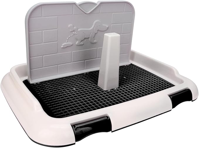 Indoor Dog Potty Tray - Miniature Poodle Pad Holder, Anti-Slide Plastic Potty for Small &amp; Medium Dogs (Black)
