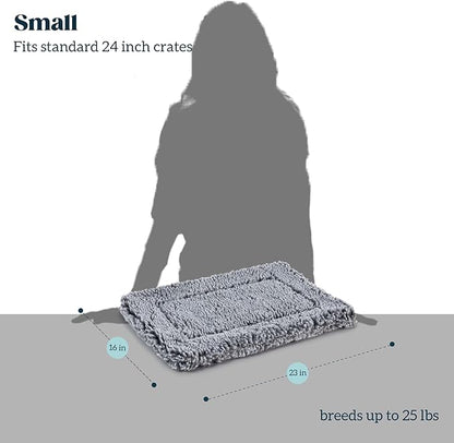 Stoutwool Indestructible Dog Bed - Fluffy Chew Proof Dog Crate Pad - Tough Kennel Pad for Aggressive Chewers - Washable, Ideal for Small Breeds &amp; Fits 24-Inch Crate - 23"x16", Charcoal