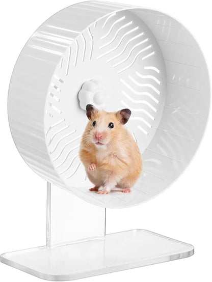 Silent Hamster Wheel, Hamster Exercise Wheel with Adjustable Acrylic Stand, Hamster Exercise Wheel for Gerbil, Syrian &amp; Dwarf, Chinchilla and More Small Animal Hamster Running Wheels (8.2 in)