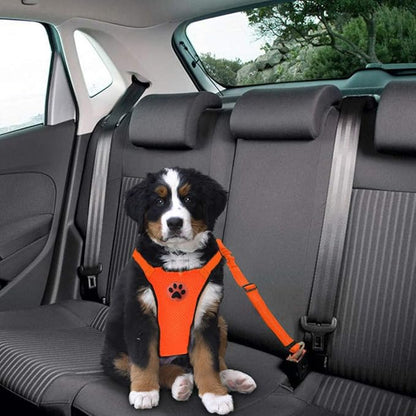 Lukovee Dog Seat Belt - Adjustable Dog Car Harness for Large, Medium &amp; Small Dogs, Soft Padded &amp; Breathable Mesh Dog Seatbelt with Vehicle Connector Strap (Orange, XX-Small)