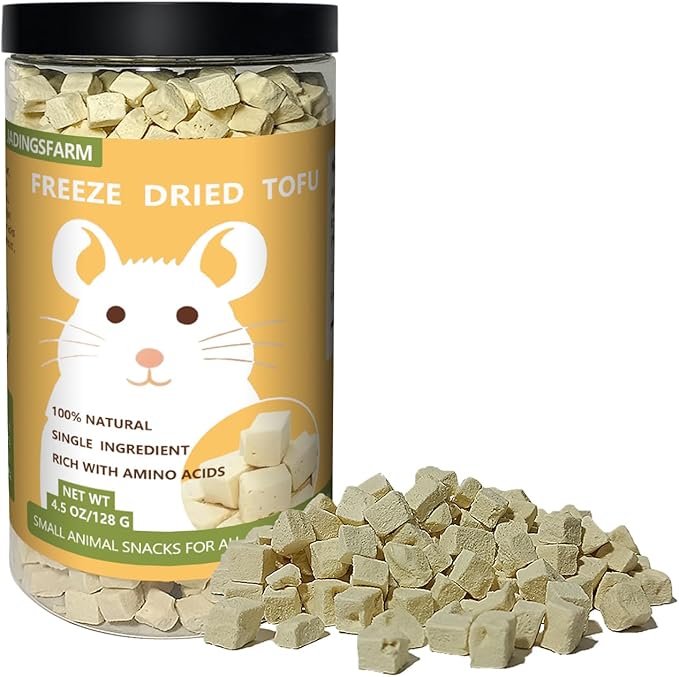 Freeze-Dried Tofu Hamster Treats, Grain-Free &amp; Healthy Chews, High Protein Natural Snacks for Small Pets, Rabbits, Gerbils, Mice Degus, Chinchilla, 4.5 oz Pack