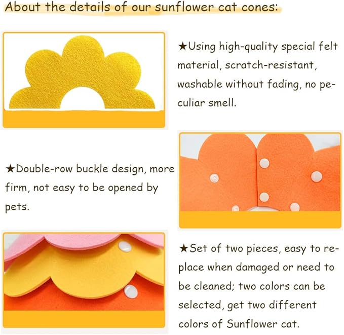 Cute Flower Recovery Collar - Adjustable M Size (2pcs), After Surgery Elizabethan Collar for Kittens, Cats, Puppies &amp; Rabbits