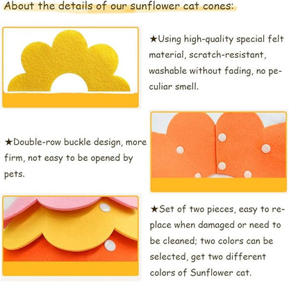 Cute Flower Recovery Collar - Adjustable M Size (2pcs), After Surgery Elizabethan Collar for Kittens, Cats, Puppies &amp; Rabbits