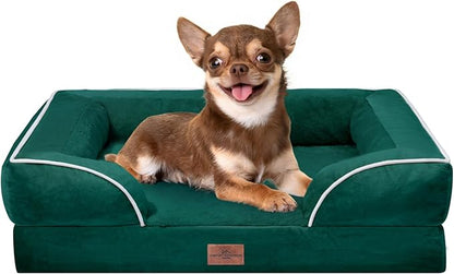 Comfort Expression Small Dog Beds Waterproof Orthopedic Foam Dog Sofa Beds for Small Dogs Comfy Pet Bed with Washable Removable Cover &amp; Non-Slip Bottom(X-Small,Emerald)
