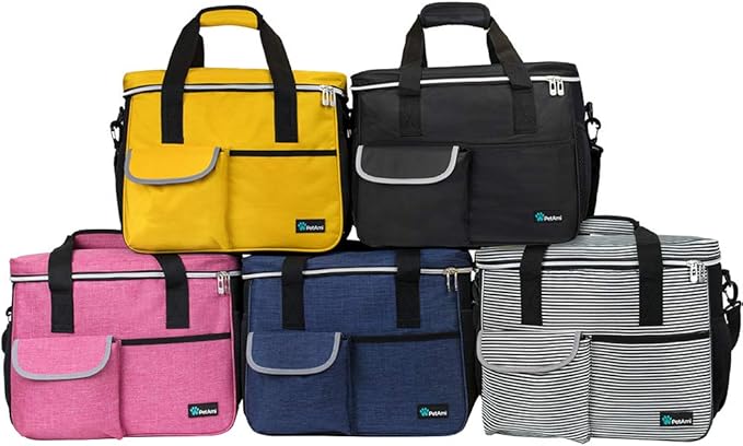 PetAmi Travel Bag Organizer - Dog &amp; Cat Diaper Bag with Food Container, Bowls &amp; Accessories for Weekend Camping