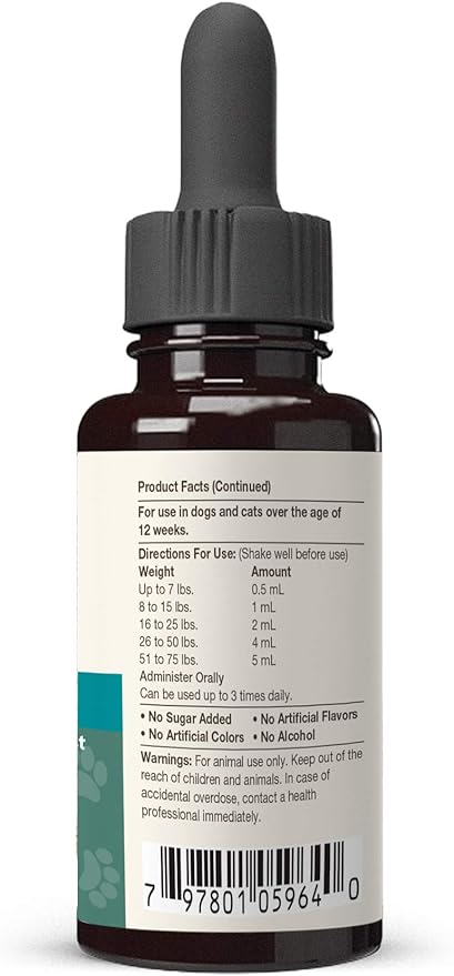 NaturVet – Hemp Quiet Moments Calming Drops - 4 oz – Enhanced with Hemp Seed Oil, L-Tryptophan &amp; Ginger – Helps Reduce Stress &amp; Promote Relaxation – for Dogs &amp; Cats