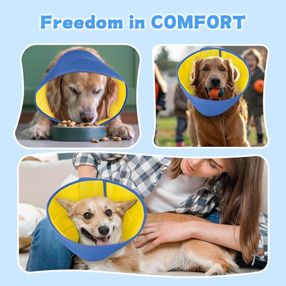 Soft Dog Cone Recovery Collars &amp; Cones After Surgery for Medium Large Dogs, Comfy Ecollars to Stop Licking, Adjustable, Dog Ecollars for Recovery Plastic: Superior Support Fabric: Soft Comfort, XL