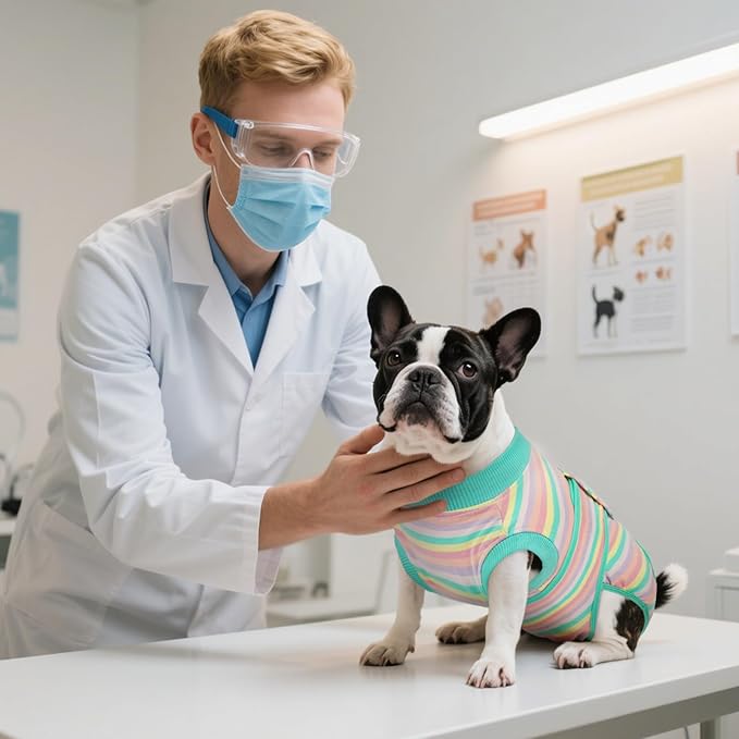 Kuoser Recovery Suit for Dogs Cats After Surgery, Professional Pet Recovery Shirt Dog Abdominal Wounds Bandages, Substitute E-Collar &amp; Cone,Prevent Licking Dog Onesies Pet Surgery Recovery Suit