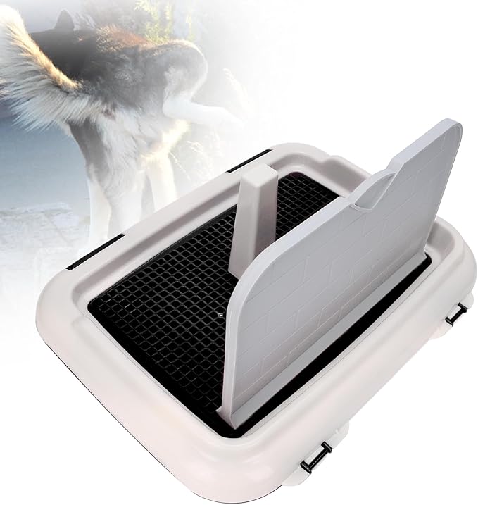 Indoor Dog Potty Tray - Miniature Poodle Pad Holder, Anti-Slide Plastic Potty for Small &amp; Medium Dogs (Black)