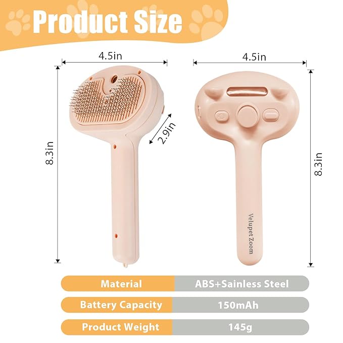 Cat Steam Brush for Shedding, Pet Steam Brush for Dog with Release Button,Anti-Static Pet Spray Hair Removal Comb,Cat Spray Comb for Long &amp; Short Haired Pets,Pink