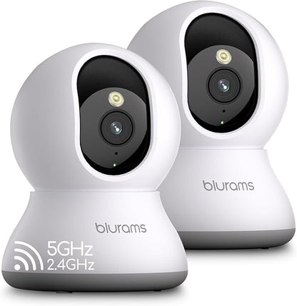 blurams Cameras for Home Security, 2K Pet Camera with Phone App, 360° PTZ Indoor Cameras, 2-Way Talk, Motion Tracking, Color/IR Night Vision, Cloud&amp;SD, Works with Alexa (2Pack, 5GHz/2.4GHz Dual-Band)