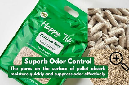 Plant-Based Bamboo Fiber Cat Litter, Green &amp; Eco Friendly, Flushable &amp; Resealable, Instant Clumping, Dust Free, Odor Control, 5.3Pounds, Unscented