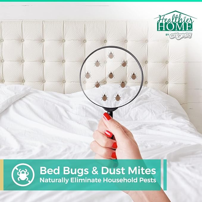 CHOMP! Travel Size Bed Bug &amp; Insect Repellent, Natural, TSA Approved Indoor Pest Control Spray for Travel &amp; Home, Plant-Based Dust Mite, Ant, Spider, Fly Killer, Peppermint Scent, 3.4 Fl Oz