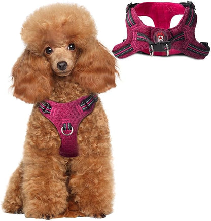 Dog Harness Step in Dog Vest Harness, Reflective Adjustable Puppy No Pull Harness Breathable Soft for Small and Medium Dogs Cats, Pink/Black, XS
