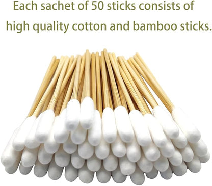 Long Cotton Swabs for Dog Ear Cleaning, 800pcs, 4.7 Inch Biodegradable Cotton Tips, Eco-Friendly Bamboo Cotton, Pet Ear Care &amp; Wound Treatment, 16 Resealable Bags