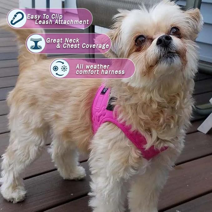 Comfort Fit Dog Harness No Pull No Escape Harness Adjustable Buckles Soft Padded Reflective Choke Step in Dog Vest with Easy Control Handle for Small Medium Large Dogs &amp; Puppies