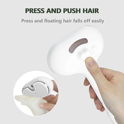 Cat Steam Hair Comb Brush for Shedding with Anti-Lost Pet Pendant, 3 In 1 USB Pet Spray Hair Removal Comb for Cat, Dogs Long Short Haired, White
