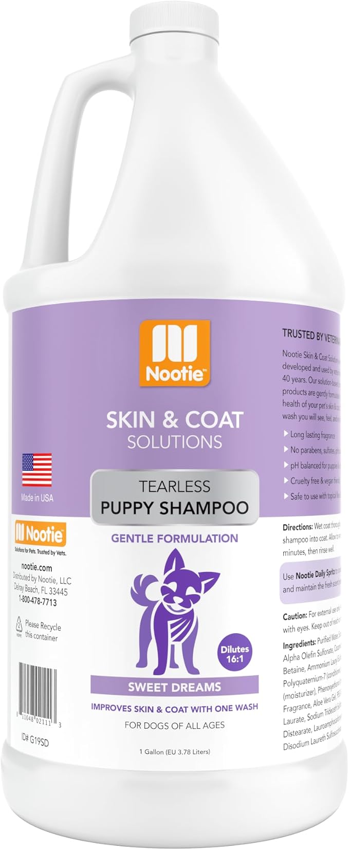 Nootie - Pet Shampoo for Sensitive Skin - Revitalizes Dry Skin &amp; Coat - Natural Ingredients - Gentle Dog Shampoo - Cleans &amp; Conditions