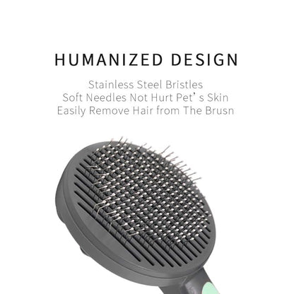 PAKEWAY Cat &amp; Dog Grooming Brush - Self Cleaning, Release Button, Kitten &amp; Pet Brush for Short, Medium &amp; Long Hair (Green)