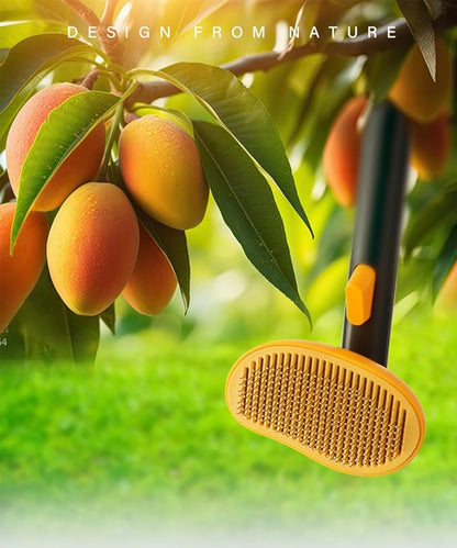 Self-Cleaning Dog &amp; Cat Slicker Brush, Skin Friendly Deshedding Grooming Tool for Long or Short Haired Dogs Cats Rabbits, Dog Shedding Brush with Release Button - Mango