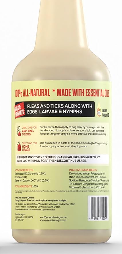 Shoo! Flea &amp; Tick Spray for Dogs and Home | Plant Based, Natural Oils, Chemical Free Formula | Kills, Repels, Prevents | 16 oz (Citrus Burst)