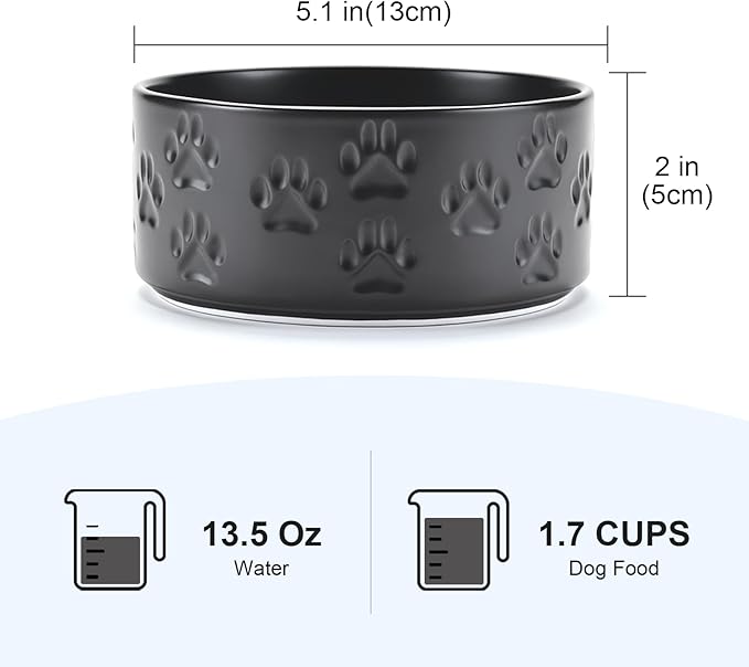 SPUNKYJUNKY Ceramic Dog and Cat Bowls 2 Pack, 5.1&