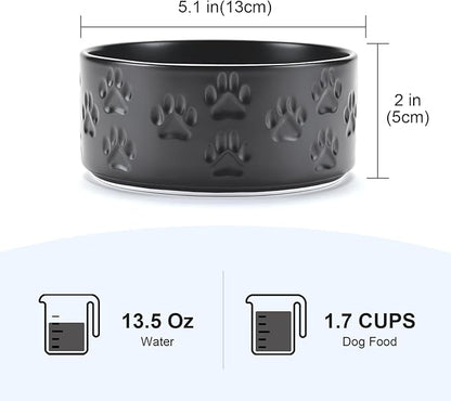 SPUNKYJUNKY Ceramic Dog and Cat Bowls 2 Pack, 5.1&