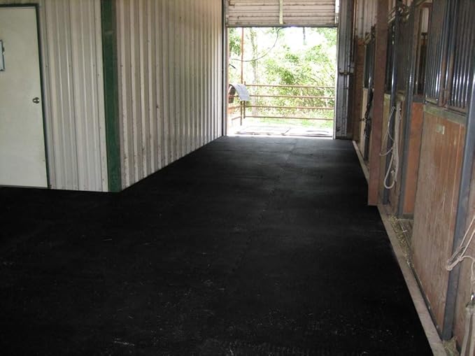American Floor Mats - Horse/Stable Mats - Heavy Duty Stall Mats - Thick, Durable Rubber Flooring Solid Black 3/4" Thick – 4&
