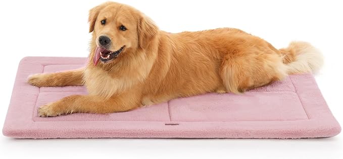 MADE 4 PETS Dog Crate Pad Bed for Large Dogs, Washable &amp; Reversible, Anti-Slip Kennel Mat for Cozy Sleeping, Soft Fluffy Dog Bed for Indoor &amp; Outdoor Use, 44"x32", Pink