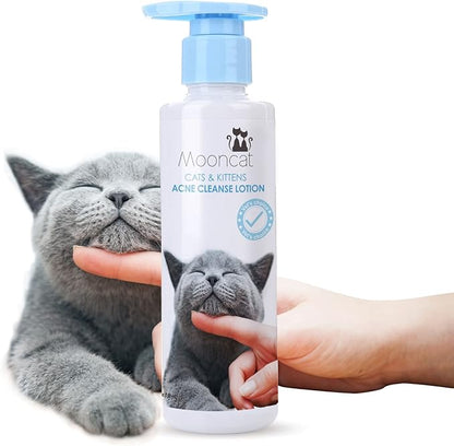 Mooncat Cat Acne Chin Treatment Oil &amp; Cleaner - Feline Chin Acne Care for Blackheads, Kitty Acne, Cat Chin Acne Cleaner, Fast Acting, No-Rinse Ease (Wipe Off), Safe Lickable - 5 fl oz (150ml)