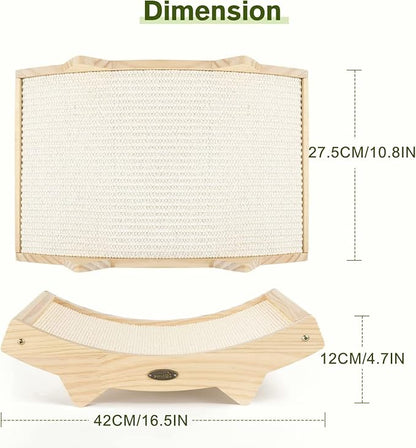 Cat Scratchers for Indoor Cats, Double-Sided Cat Scratcher with Natural Sisal, Scratch Pad for Scratcher Lounge, Durable Solid Wooden Structure