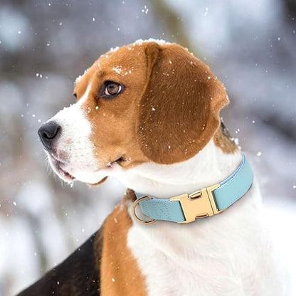 PET ARTIST Soft PU Leather Dog Collar for Large Dogs, Bright &amp; Classic Nylon Padded Durable Dog Collar Leather with Quick Release Metal Buckle Adjustable for Male Dogs, Neck Fit 16-27"