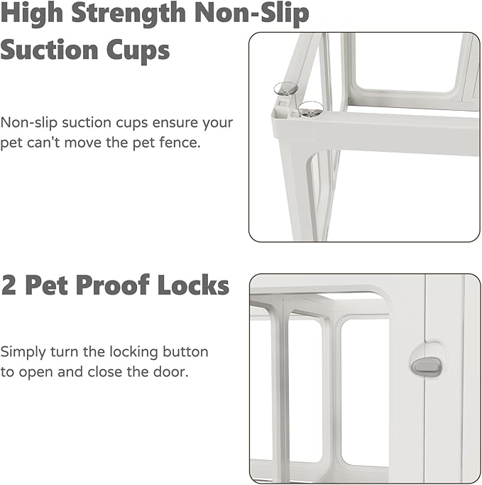 Clear Acrylic Dog Playpen with Door, for Puppy Cat Rabbit Transparent Pet Pen, Dog Playpen Indoor, Dog Fence, Easy Assemble &amp; Cleaning Dog Pen for Small &amp; Medium Dogs (29.5“ Height, 14PCS)