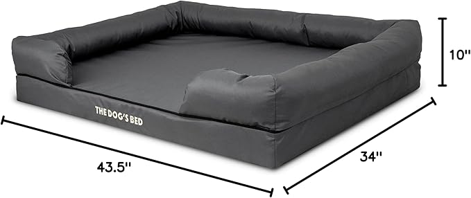 The Dog’s Bed XL Grey 43.5x34, Memory Foam, Pain Relief: Arthritis, Hip &amp; Elbow Dysplasia, Post Surgery, Lameness, Supportive, Calming, Waterproof Washable Cover, Veterinary Approved
