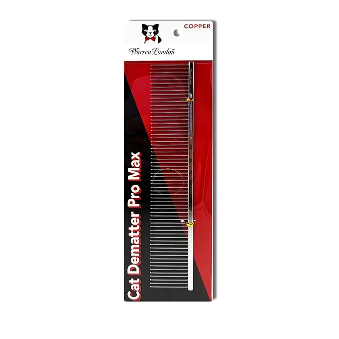Warren London Cat DeMatter Pro Max | 9" Copper Grooming Comb for Cats | Detangles Mats, Knots &amp; Loose Fur – Gentle, No-Pull Design for Long, Thick, or Tangled Coats | Professional Cat Grooming Tool