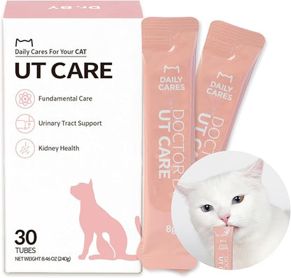 Dr.by UT Care Cat UTI Kidney Support Urinary Supplement Cranberry Treatment for Cats Renal Health with Pacran, Quercetin, Taurine lickable Formula Individually Packaged (1 Pack)