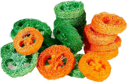 15 Pcs Fruit Flavored Loofah Slices Rabbit Chew Toys Guinea Pig Chew Toys Small Pet Chews Bunny Toys for Teeth Rabbit Toys